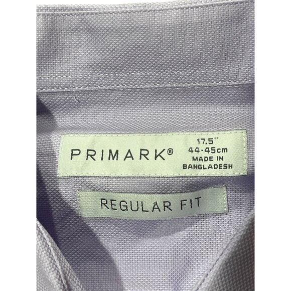 Primark Mens Regular Fit Long Sleeve Lavender Button-Up Shirt 17.5" - Picture 3 of 6